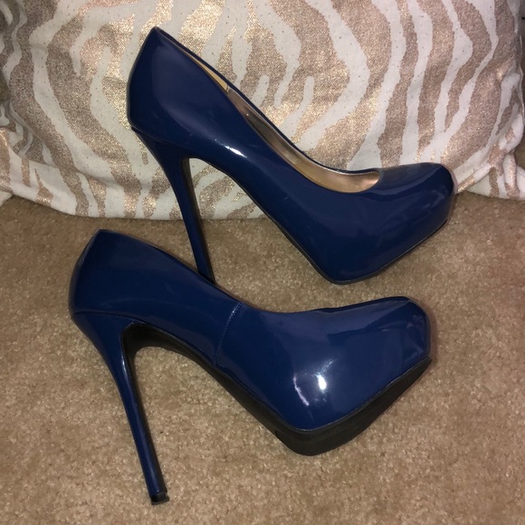 Luxury Royal Blue Patent - Heels - Picture 4 of 8
